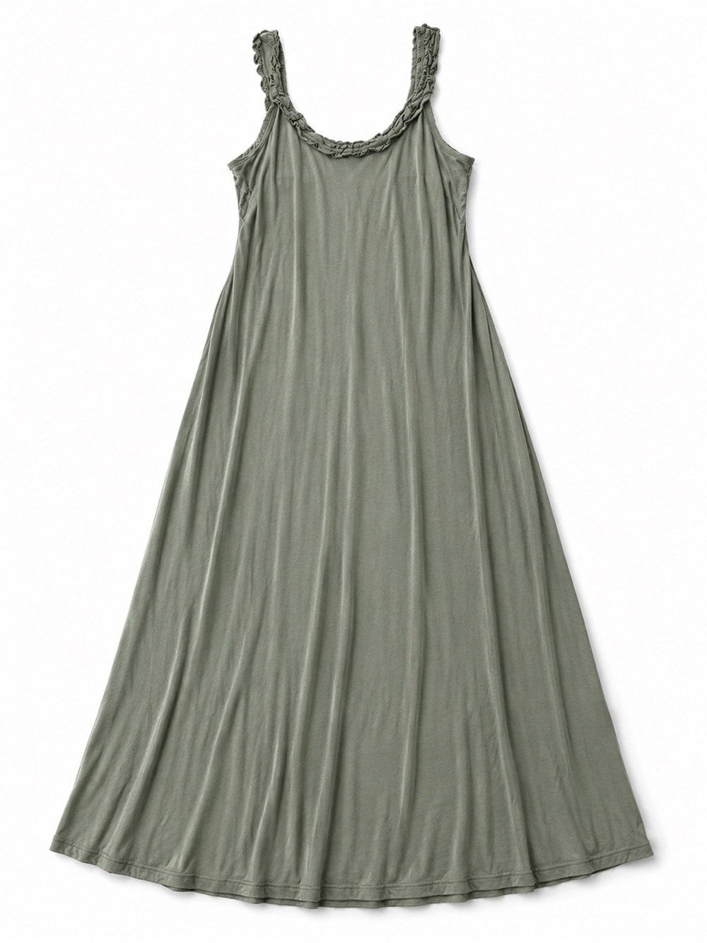 Braided-Strap Olive Maxi Dress